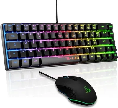 Image de Pack Gamer Clavier Souris Filaire THE G-LAB Combo Hydrogen BKG, Clavier Azerty, Noir, Souris 6400 DPI, Compact
