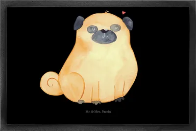 Produktbild von Mr. & Mrs. Panda fußmatte Mops 50 x 75 cm - Schwarz - Geschenk, Hund, Schmutzmatte, Knuffig, Schmutzfangmatte, Sauberlaufmatte, Sprüche, Hundeliebe, Liebe, Haustürmatte
