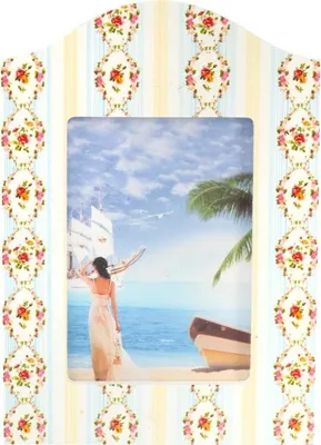 Produktbild von Cremefarbener Standfotorahmen mit floralen Verzierungen