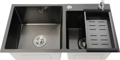 Immagine prodotto di Lavello da cucina, doppio bacino, acciaio inossidabile resistente, nero