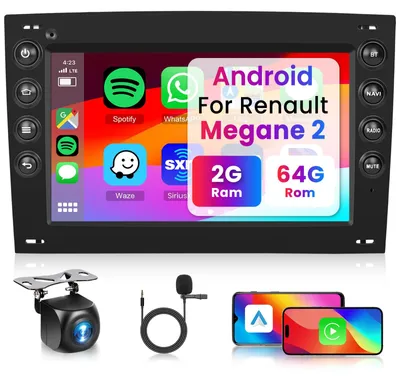 Obrázok produktu pre 2G + 64G autorádio pre Renault Megane 2 (modelové roky 2002-2009) s 7-palcovým dotykovým displejom