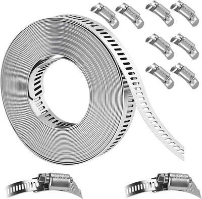 Image de Colliers de serrage en acier inoxydable 304, réglables, de 2 mètres, pour tuyaux d'eau