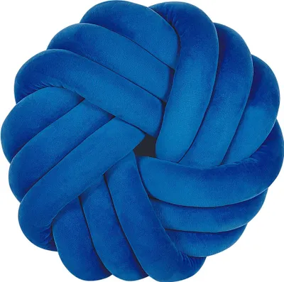 Produktbild von BELIANI Dekokissen Blau 30 x 15 cm Knoten aus Polyester mit Flechtmuster Knotenoptik Wohnzimmer, Salon, Schlafzimmer, Kinderzimmer Skandinavisch Boho