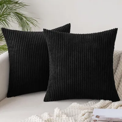 Produktbild von Kissenbezüge Kordsamt 40x40 cm Schwarz 2er Set