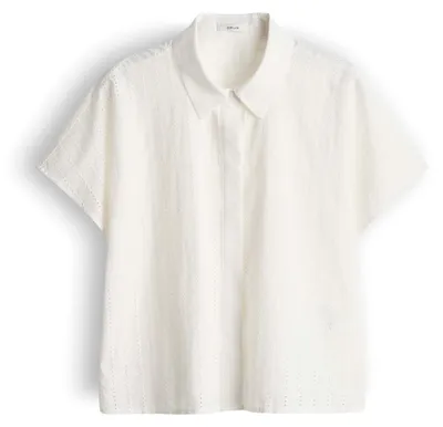 Produktbild von Opus Damen Bluse Weiß Kurzarm Hemdkragen klassisch mit durchgehender Knopfleiste