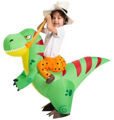 Aufblasbares T-Rex Kostüm für Kinder, Halloween, Gr. 4-6