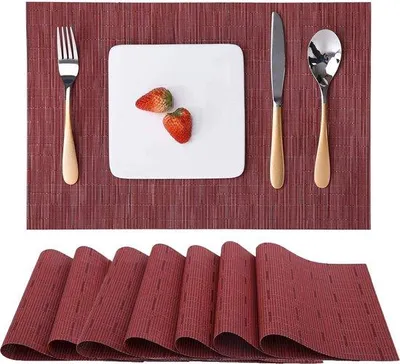 Produktbild von Famanu Set von 8 Waschbaren Platzdeckchen – Hitzebeständig, Strapazierfähig und Rutschfest