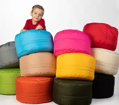Produktbild von sunnypillow Sitzsack - Hocker rund 25 x 45 cm  Indoor & Outdoor  Runder Sitzpouf mit abnehmbarem Bezug  Sitzbank, Sitzhocker, Bodenkissen Bean Bag Puff  Blau