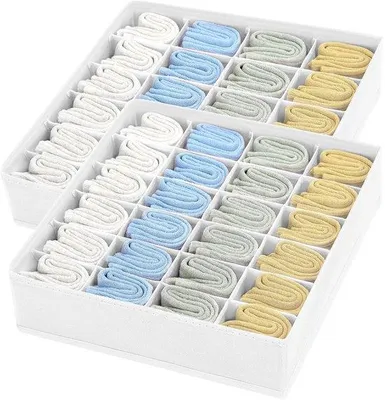 Obrázok produktu pre Skladací organizér do zásuviek, 2 ks, biely, systém do šatníka