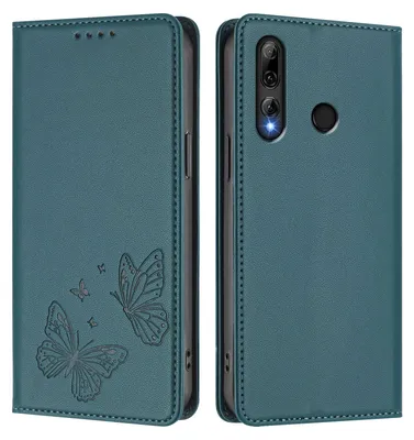 Obrázek produktu pro Kožené pouzdro pro Honor 20 Lite/Honor 10i, motýlí ražbou, peněženkové flip pouzdro se stojánkem Zelená