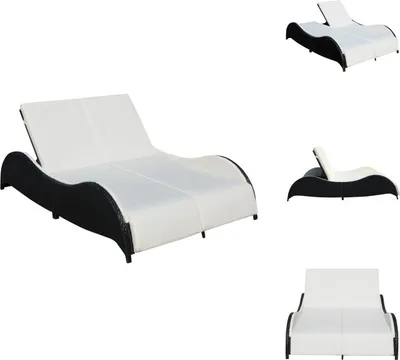 Produktbild von vidaXL Doppel-Sonnenliege mit Auflage Poly Rattan Schwarz -  Sonnenliegen