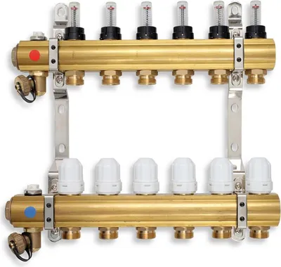 Produktbild von Verteiler mit Thermostatventilen Novaservis REGULIERTE SCHRAUBUNG MIT DURCHFLUSSRATE 6 RZP-SCHALTUNGEN
