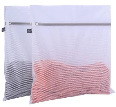 Productafbeelding van 2 stuks XXL waszakken, honingraatstructuur, 60x60 cm, wit