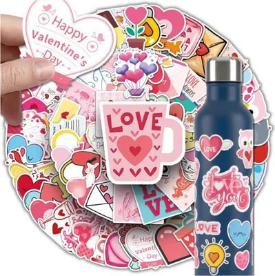 Produktbild von Valentinstag-Herzaufkleber-Set mit 100 bunten Aufklebern zum Selbermachen
