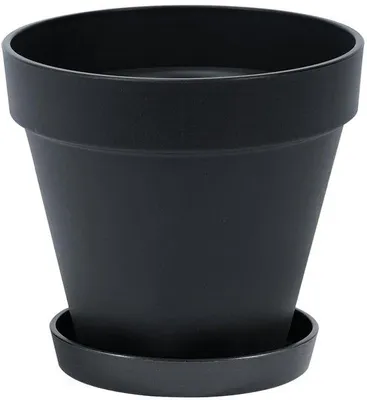 Produktbild von Kunststoff-Blumentopf mit Untersetzer - 20 cm, schwarz