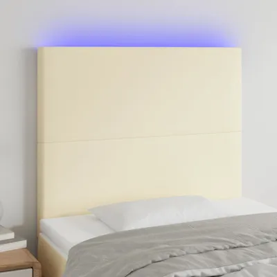 Produktbild von Cloris Designermöbel LED Kopfteil Creme 100x5x118/128 cm Kunstleder 2024 Neu