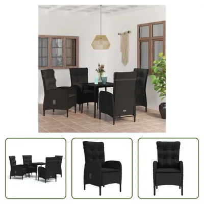 Produktbild von The Living Store 5-tlg. Garten-Essgruppe mit Kissen Schwarz