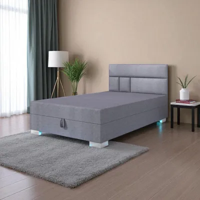 Produktbild von Pilloline Boxspringbett ASTRID 80x195 Komplett-Set mit Bonell Matratze, Polsterbett mit Bettkästen - Grau, SAWANA 21