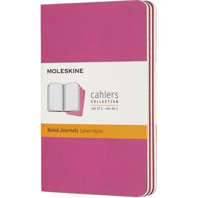 Image de Carnets Moleskine Cahier S, lignés, 3 pces, rose foncé