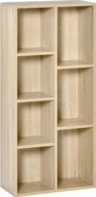 Produktbild von Bücherregal - Regal mit 7 Fächern - 50×24×106 cm - Für Schlafzimmer & Büro - Eiche-Optik - Montage Erforderlich - Dunkelkhaki