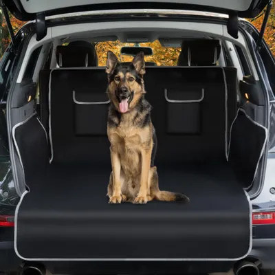 Image de Protection de coffre pour chiens avec protection contre les chocs et les impacts latéraux – Housse imperméable, résistante aux déchirures et antidérapante en tissu 600D avec de très grandes poches – Tapis de protection de coffre universel pour SUV, breaks et petites voitures