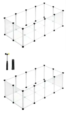 Produktbild von SONGMICS 2er set Kleintierkäfig, Freigehege mit Bodenplatten, 125 x 63 x 42 cm, weiß