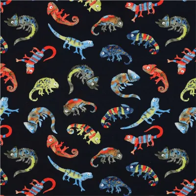 Jersey Kinderstoff Chamäleon ab 0,5x1,5m Baumwoll-Stoff Meterware Kindermotiv Chamäleon