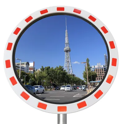 Verkehrsspiegel rund 60 cm + 5 cm Reflektoren konvex