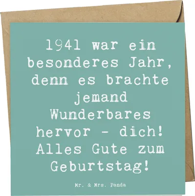 Produktbild von Mr. & Mrs. Panda Grußkarte Spruch 1941 Geburtstag - Meeresbrise - Geschenk, Alter, faltkarte, anlasskarte, Klappkarte, besondere Geschenke, Happy Birthday, Geburtsjahr