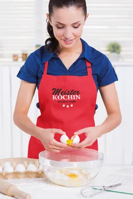 Produktbild von Kochschürze Küchenschürze Damen Meisterköchin personalisierte Schürze für Damen Rot