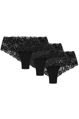 Produktbild von Wolbar damen shorts 3er pack spitze pantys slips boxershorts hipster unterwäsche wb413, schwarz, xl