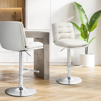 Produktbild von Barhocker Damar Samt chrom creme