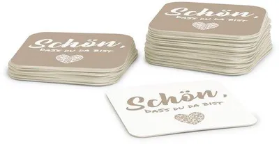 Produktbild von Beige Karton-Tischdeko, 50 Stück, umweltfreundlich, 9,3 cm x 9,3 cm