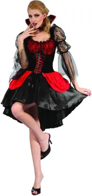 Produktbild von Aufreizende Vampirlady Halloween-Damenkostüm schwarz-rot - M