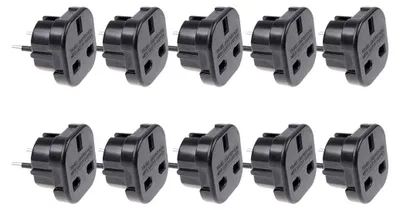 Produktbild von 10 x Adapter UK zu DE / GB zu EU / England auf Deutschland Europa Reiseadapter