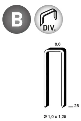 Image de 3 100 Agrafes H-25 - Divergentes - 8.6x25x1x1.25 mm - D-Work