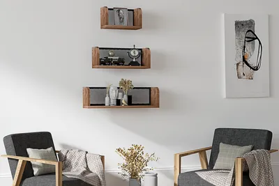 Immagine prodotto di Skye Decor, Buzim- Buzim PUQ, colore noce, nero, mensole da parete, 17x30x10 cm, 100% legno di pino