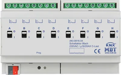 Produktbild von MDT Schaltaktor 8-fach 8TE REG 16/20A 2 AKI-0816.04