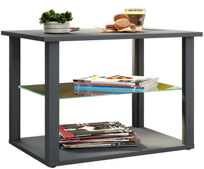 Immagine prodotto di Tavolino in legno con vetro di sicurezza ESG | Tavolino semplice | Dimensioni ca. H. 45 x W. 65 x D. 45 cm | Tavolino da salotto | Tavolino - Wanilo M