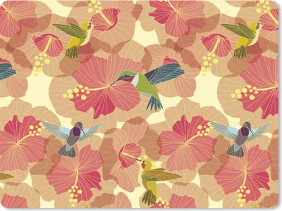 Produktbild von MuchoWow® Mauspad Mousepad Vogel - Blume - Muster - Kolibri 40x30 cm - Mousepads - Maus Mat - Pad - Mausunterlage - Anti Rutsch