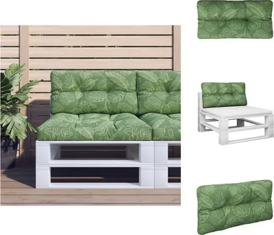 Produktbild von vidaXL Palettenkissen Blattmuster 70x40x12 cm Stoff -  Sitzpolster