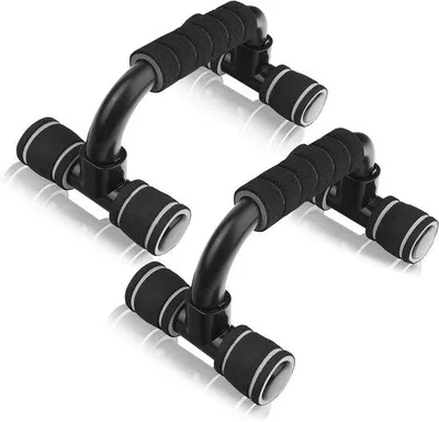 Produktbild von Liegestützstangen – Krafttraining – Training des Oberkörpers – Ergonomisches Design – 30 x 21,5 cm – Schwarz-Grau