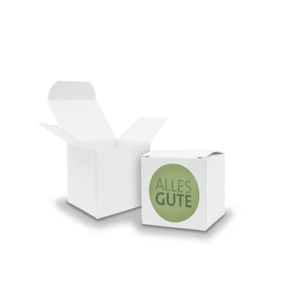 Produktbild von SET Alles GUTE (Motiv20) 24x Faltschachtel Würfel 5cm weiß  + Sticker