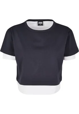 Produktbild von Urban Classics Ladies - Double Layered Short Top navy - XL