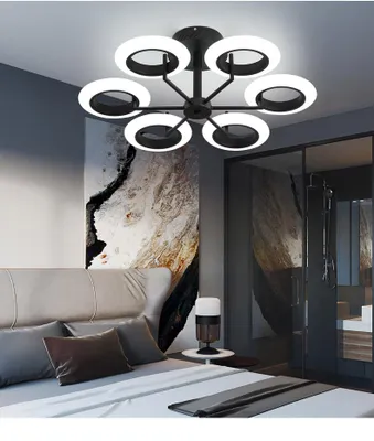 Immagine prodotto di Plafoniera LED 9012X con telecomando, colore e intensità della luce regolabili, diffusore in acrilico, classe energetica A+, lampada LED per soggiorno (9012X-6+kf)