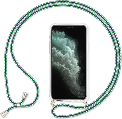 Immagine prodotto di NALIA custodia per telefono cellulare con catena per iPhone 11, custodia per collana con cordino verde bianco
