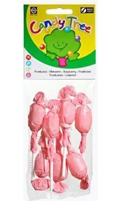 Produktbild von Runde Lutscher mit Himbeergeschmack, glutenfrei, (7 x 10 g) 70 g – CANDY TREE