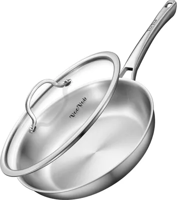 Produktbild von Sweiko Edelstahlpfanne, 28 CM mit deckel, Edelstahlpfanne unbeschichtet