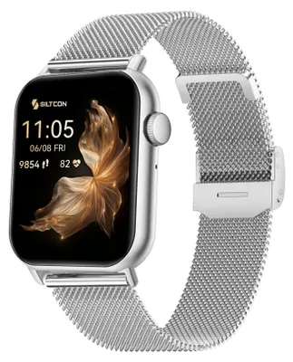 Produktbild von Siltcon® Smartwatch Pro Damen & Herren Silber – Telefonfunktion – 123 Sportmodi – Schrittzähler – 4 Armbänder