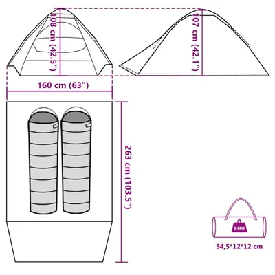 Produktbild von vidaXL Kuppel-Campingzelt 2 Personen Grün Wasserdicht